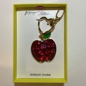 Betsey Johnson Red Crystal Apple Jewelry Bag Charm New